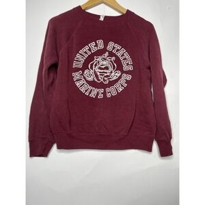 Vintage USMC Bulldog Sweatshirt Size Medium Made In USA Burgundy 80s